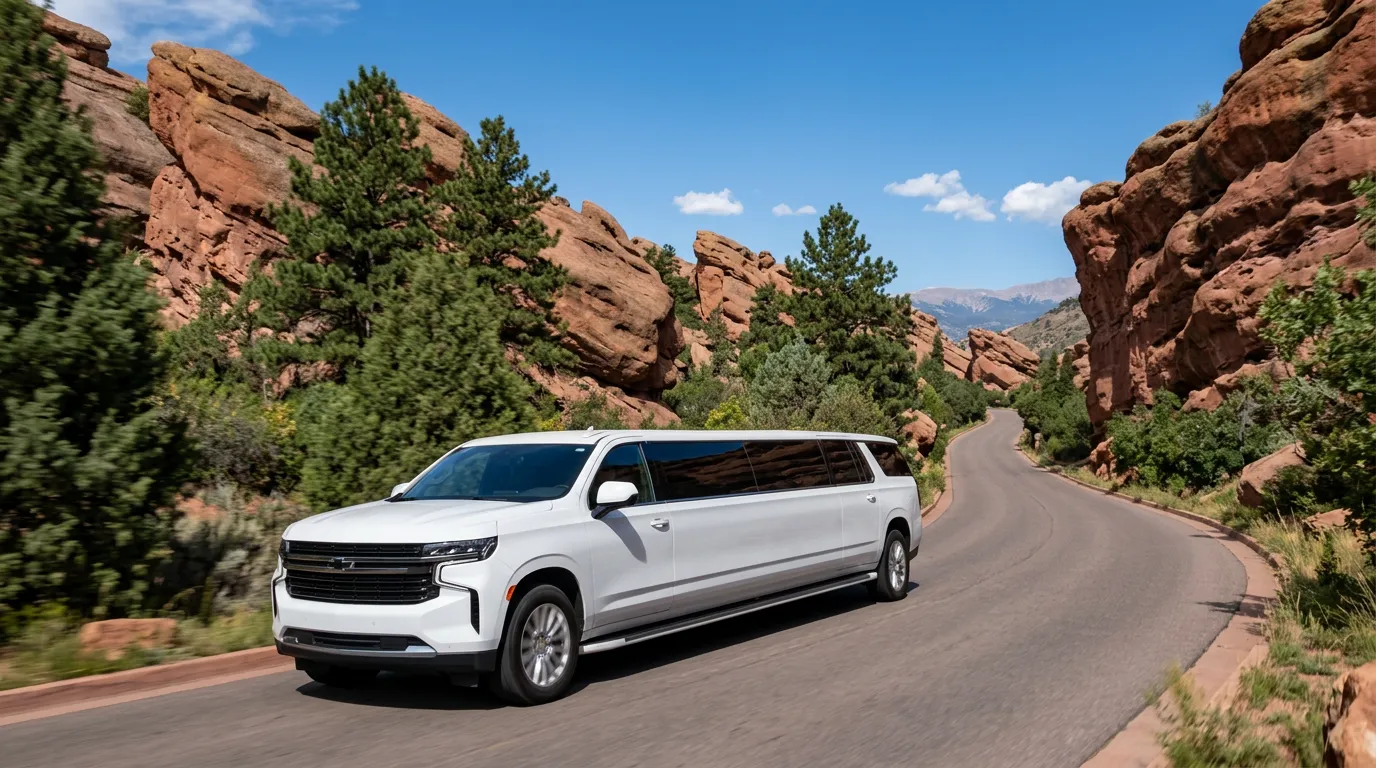 Manitou Springs white Chevy Suburban 20 passenger stretch limo